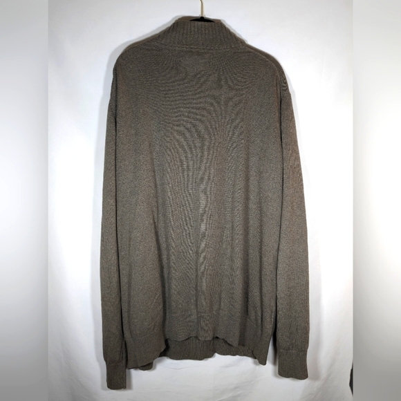 Eddie Bauer Cashmere Cotton Blend Brown Quarter Zip Sweater Men's Size Tall XL - Picture 2 of 16